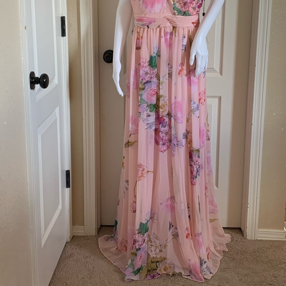 Adrianna Papell Floral Printed Chiffon Gown - Picture 6 of 16